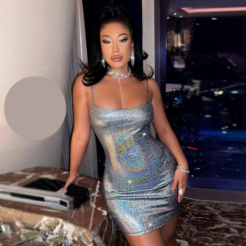 Къса парти рокля с тънки презрамки PT1113