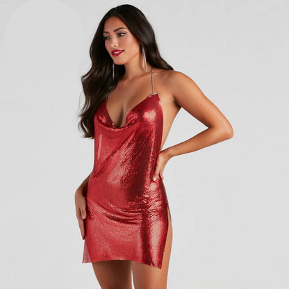 Къса диско клубна мини рокля с гол гръб PT-1133