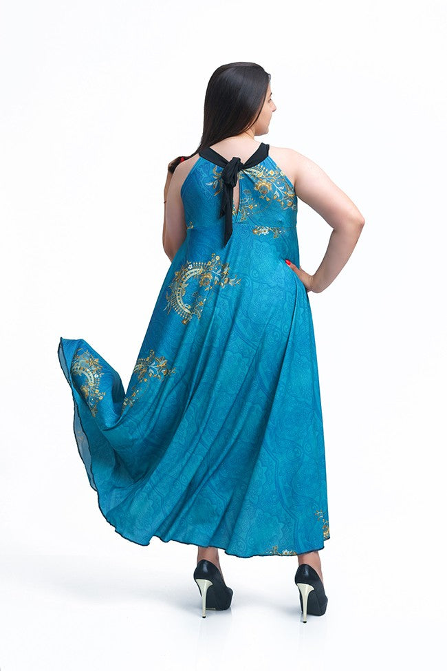 Дълга рокля в петролен цвят Ралица