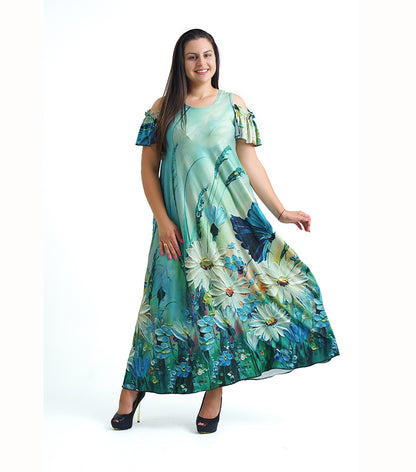 Зелена дълга рокля Шарлот