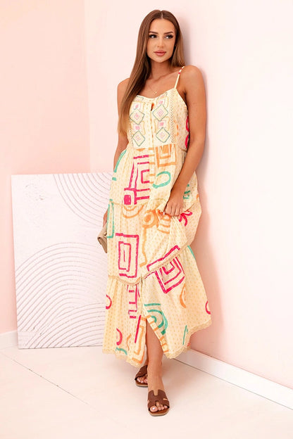 Дамска памучна рокля с цветен десен SY-56