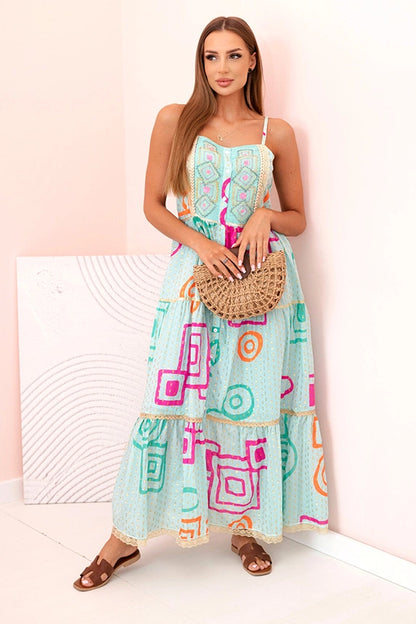 Дамска памучна рокля с цветен десен SY-56